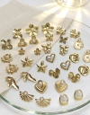 Niche design stud earrings, simple and fashionable accessories, cross-border fashion, hollowed-out stainless steel stud earrings, women's INS style, 18k gold geometric irregular retro oil pressure geometric shape stud accessories Item Picture
